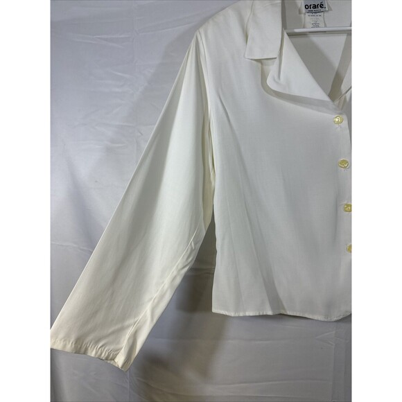 Vintage Women's 90s Orare Formal Shirt Ivory Blouse Long Sleeve Button up Sz 16 - Picture 5 of 12